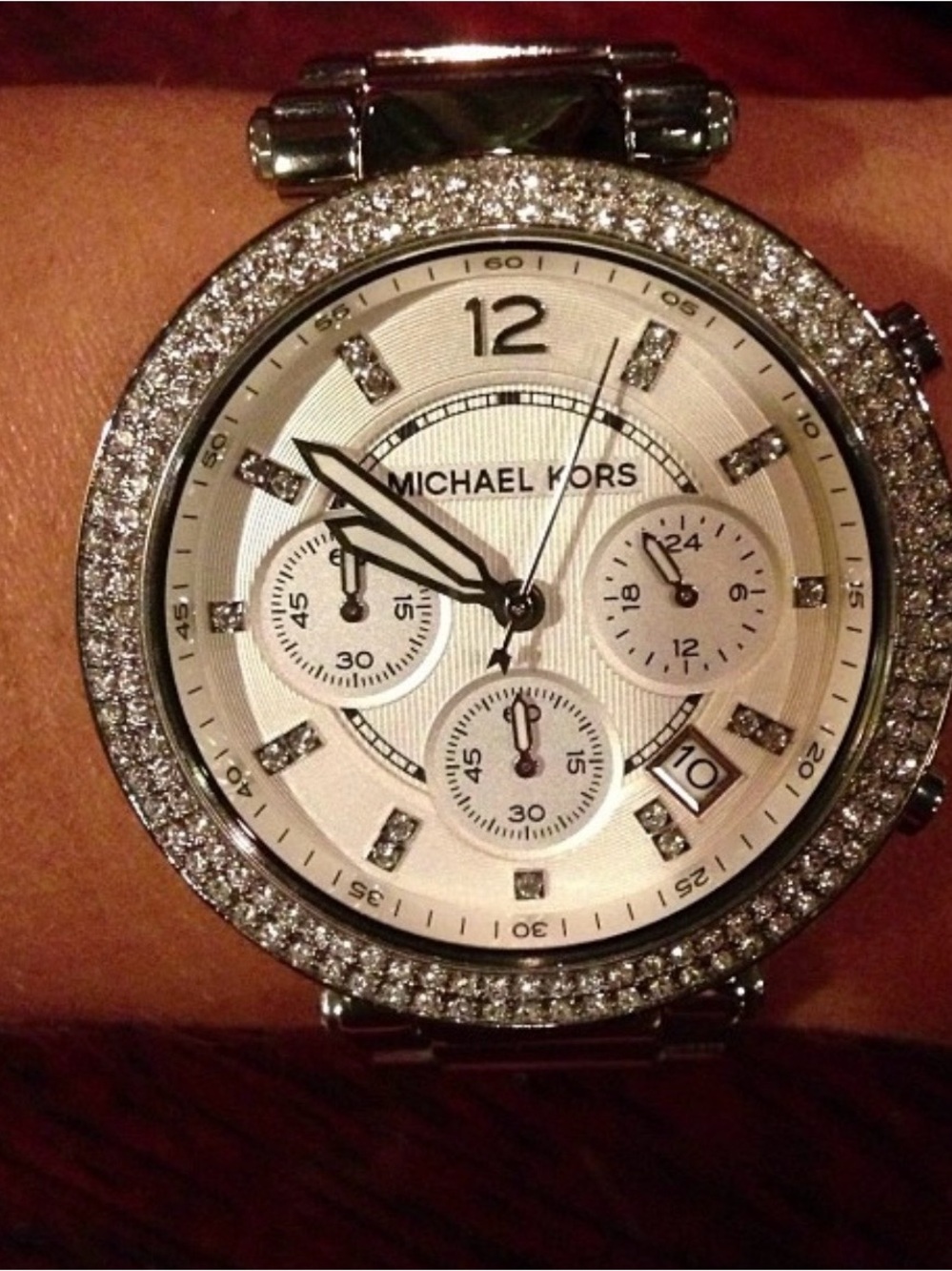 Michael Kors Silver Crystal-Accent Bracelet Watch